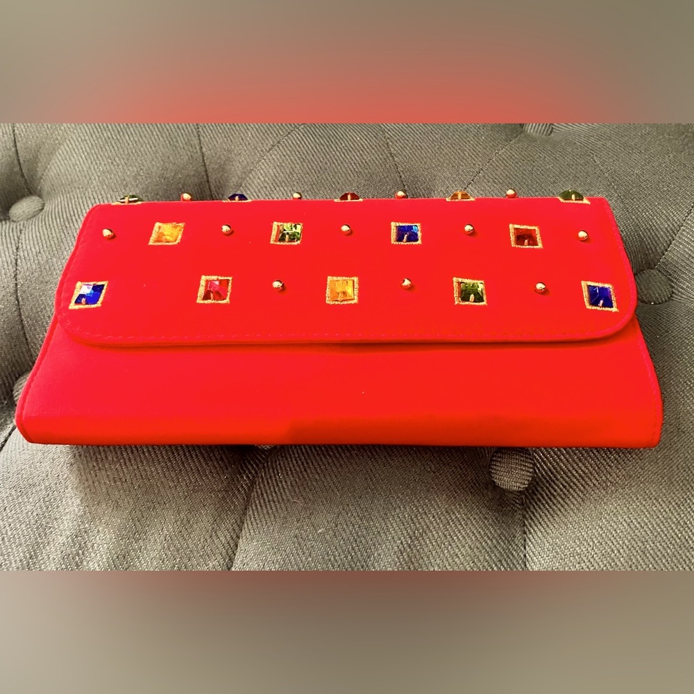 Diane Gilman Vintage/Retro Red Silk Evening Clutch